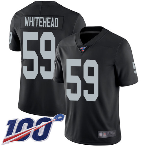 Men Oakland Raiders Limited Black Tahir Whitehead Home Jersey NFL Football #59 100th Season Vapor Jersey->nfl t-shirts->Sports Accessory